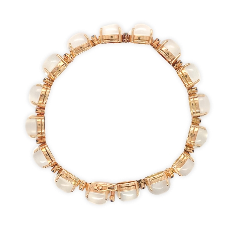 14K Bracelet with Oval Moonstones and Round Blue Sapphires   j7651